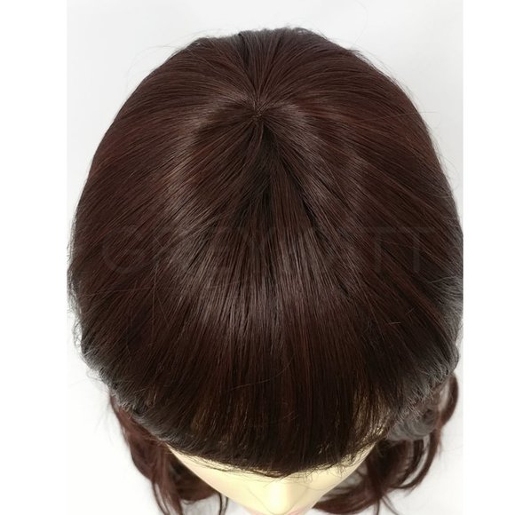 Chestnut brown wig with bangs heat resistant - Picture 4 of 5